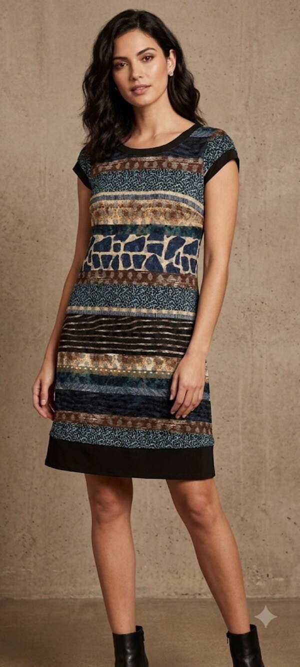 CHRISMcLaughlin Women's Geometric Print Cap Sleeve Sheath Dress